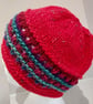 Handknit chunky wool hat col 5 Red Jolly Xmas - Image 2