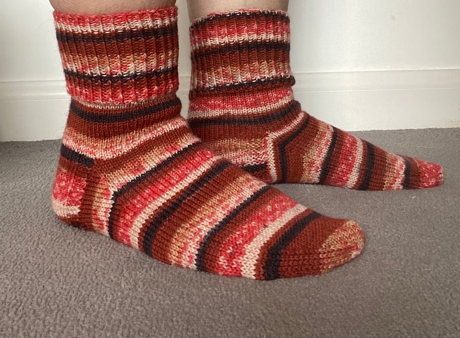 Ladies Hand Knitted Woollen Socks in Gingerbread