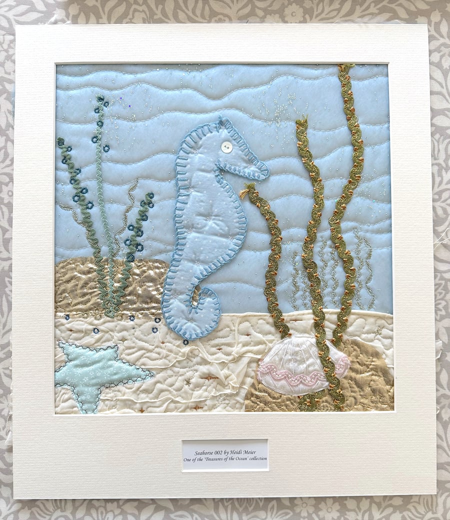 Unframed textile artwork - seahorse