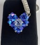 Crystal Clear AB and Blue Heart Handbag Charm, with a Chainmaille Chain, Keyring - Image 4
