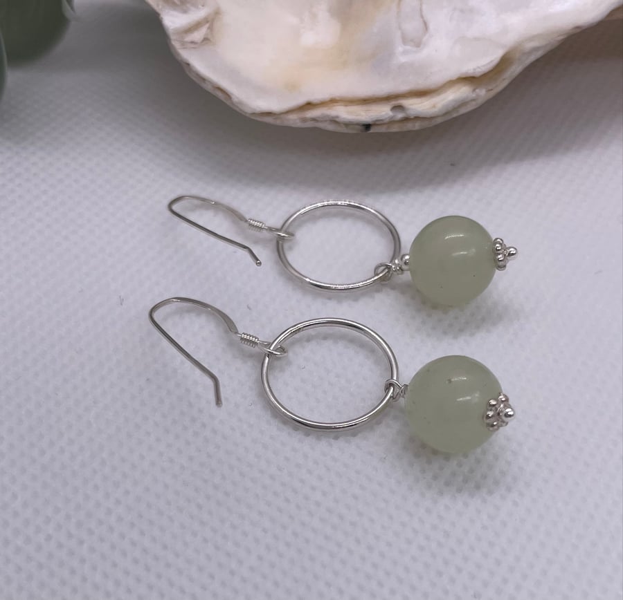 Soochow Jade and Sterling Silver earrings