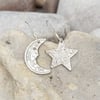 Star and moon earrings upcycled from 1956 sixpence coins