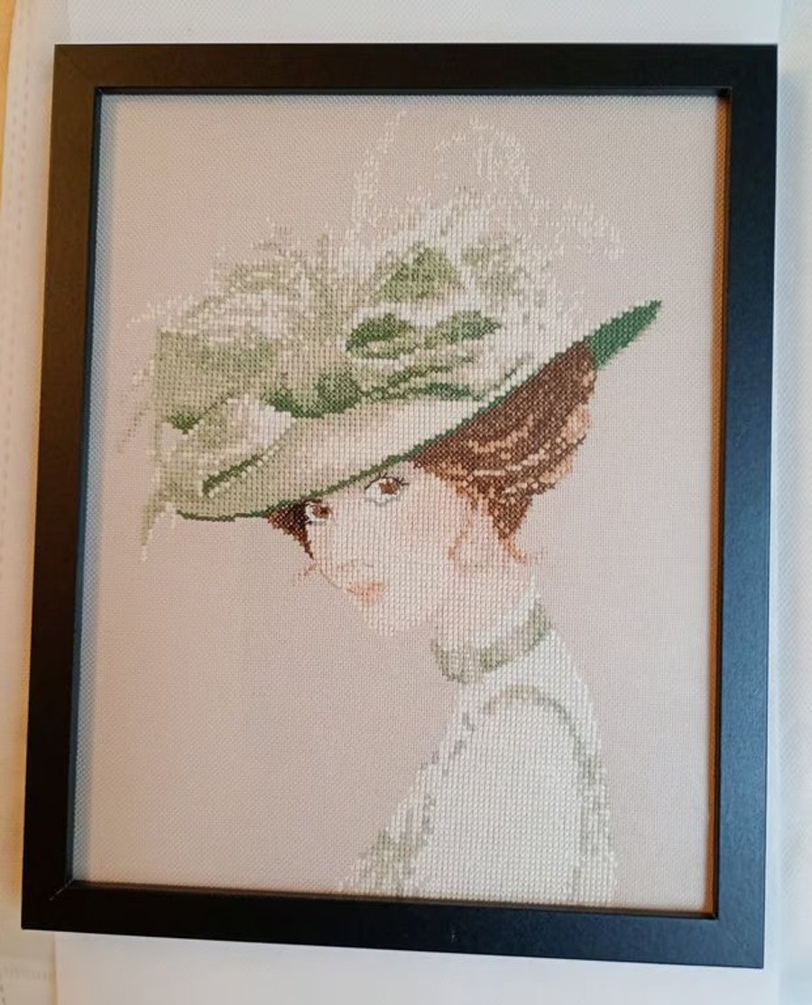 Completed cross stitch (framed) - 'Charlotte' by John Clayton