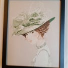 Completed cross stitch (framed) - 'Charlotte' by John Clayton