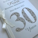 Luxury 30th (Pearl) Anniversary Card – Personalised with Names and Date