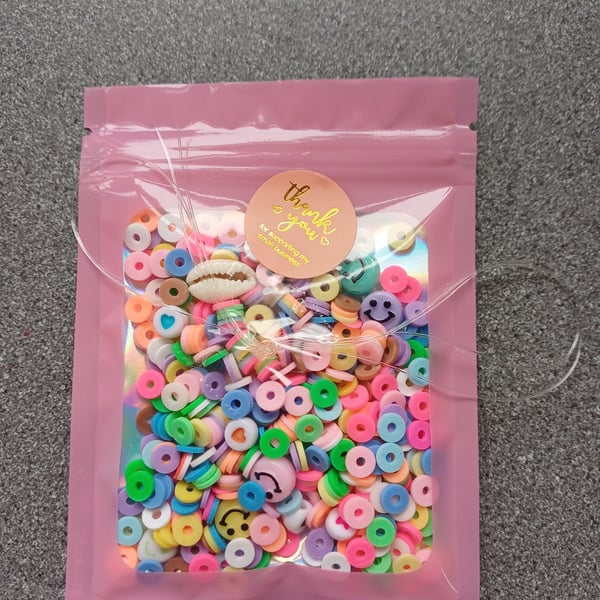 Colourful bead confetti, bead soup, bracelet making, make your own bracelets