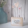  Clay Heart and Buttons in a Painted Wood Block 'You make my Heart Happy'