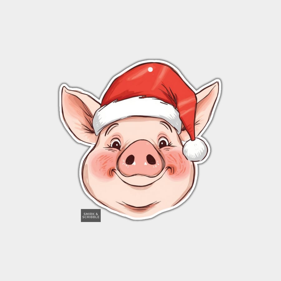 Funny Christmas Gift Tags For Adults, 6pk - Cute Happy Pig
