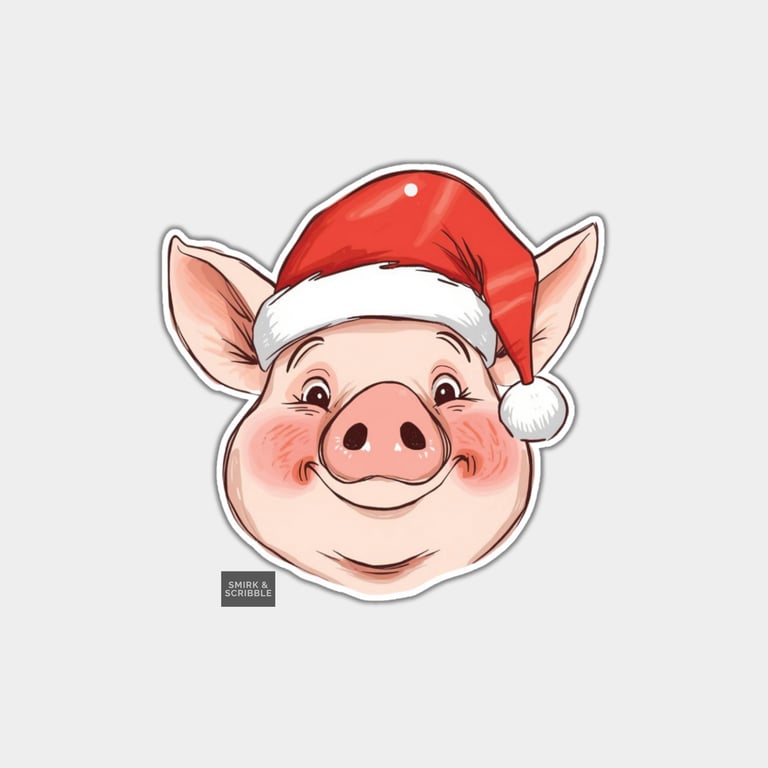 Funny Christmas Gift Tags For Adults, 6pk - Cute Happy Pig