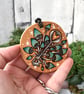 Steampunk fungi key. Pyrography hanging disc, personalisable. - Image 2