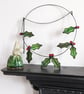 Stained Glass Holly Wreath, Christmas Wreath, Christmas Door Decoration 