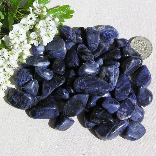 10 Blue Sodalite Crystal Tumblestones