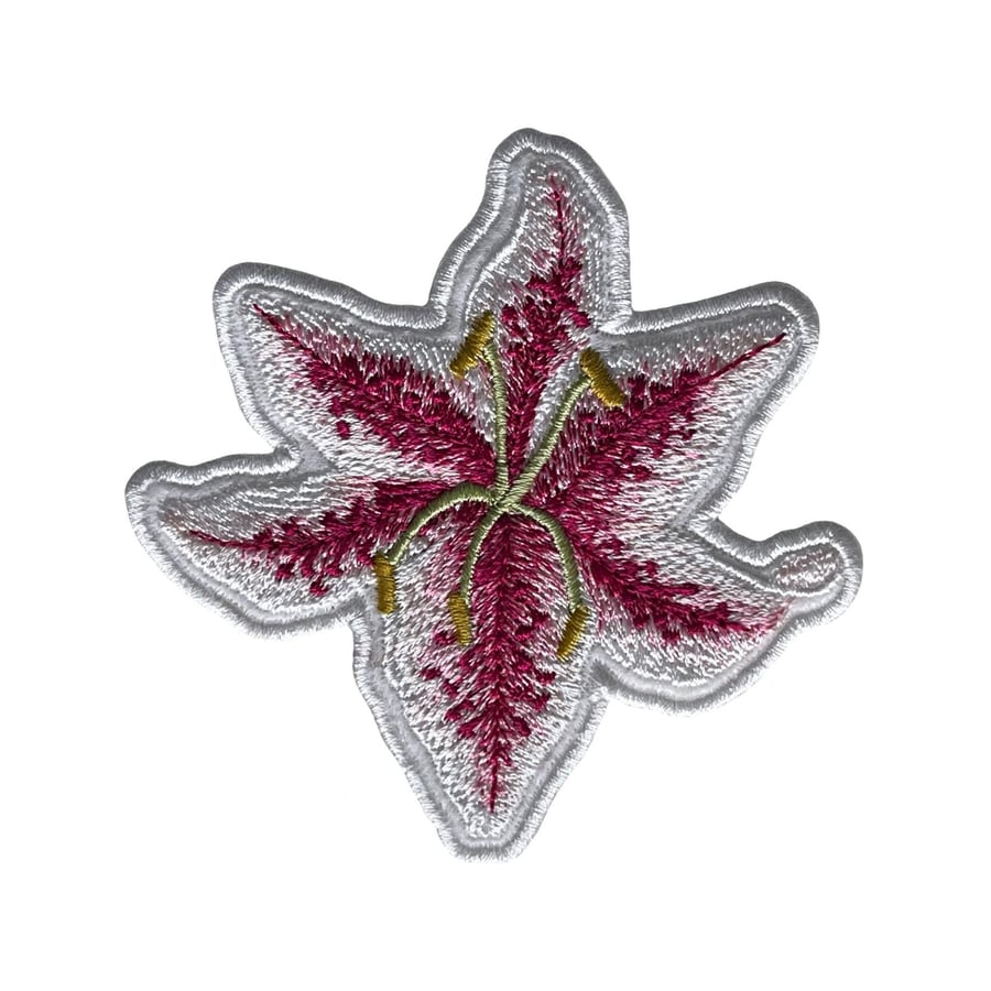 White Lily Sew on Patch - Embroidered Patch