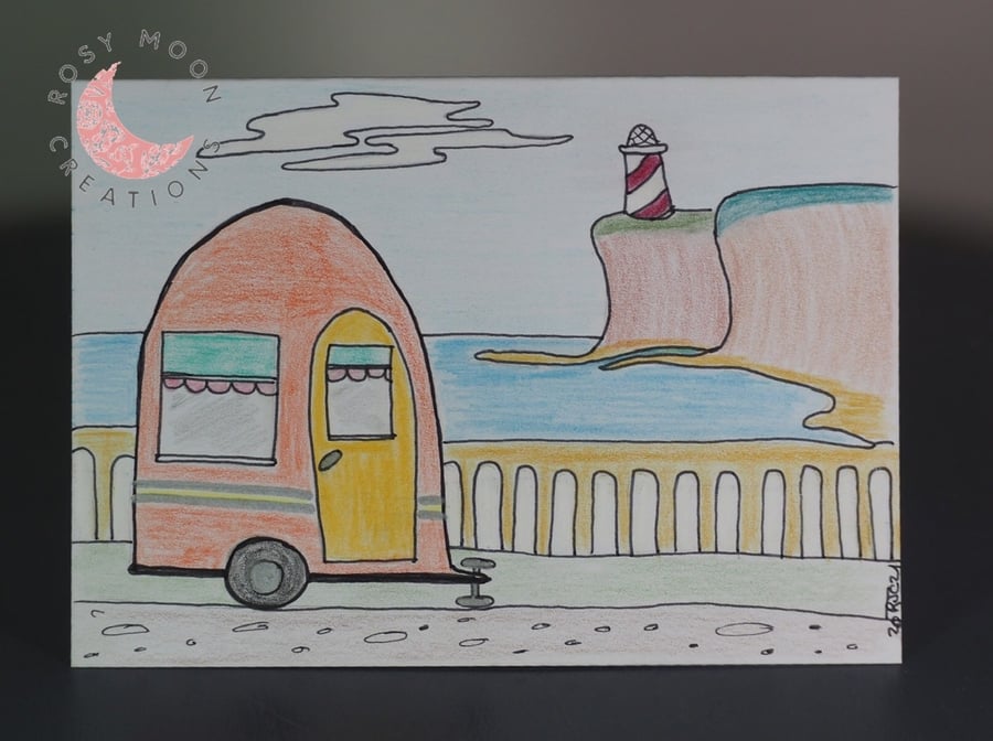 Blank Card With Holiday Caravan Picture
