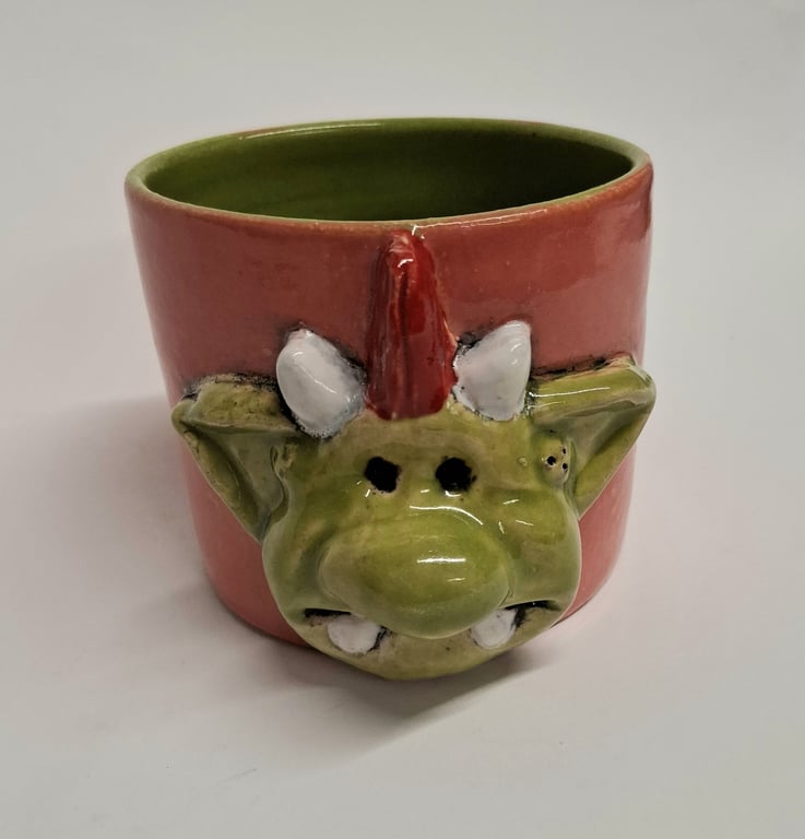 Fungus Ceramic Mug, Coral and Green 