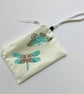 White Butterfly Duchess Satin zip-up pouch
