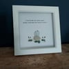 White framed sea glass artwork, friendship quote picture