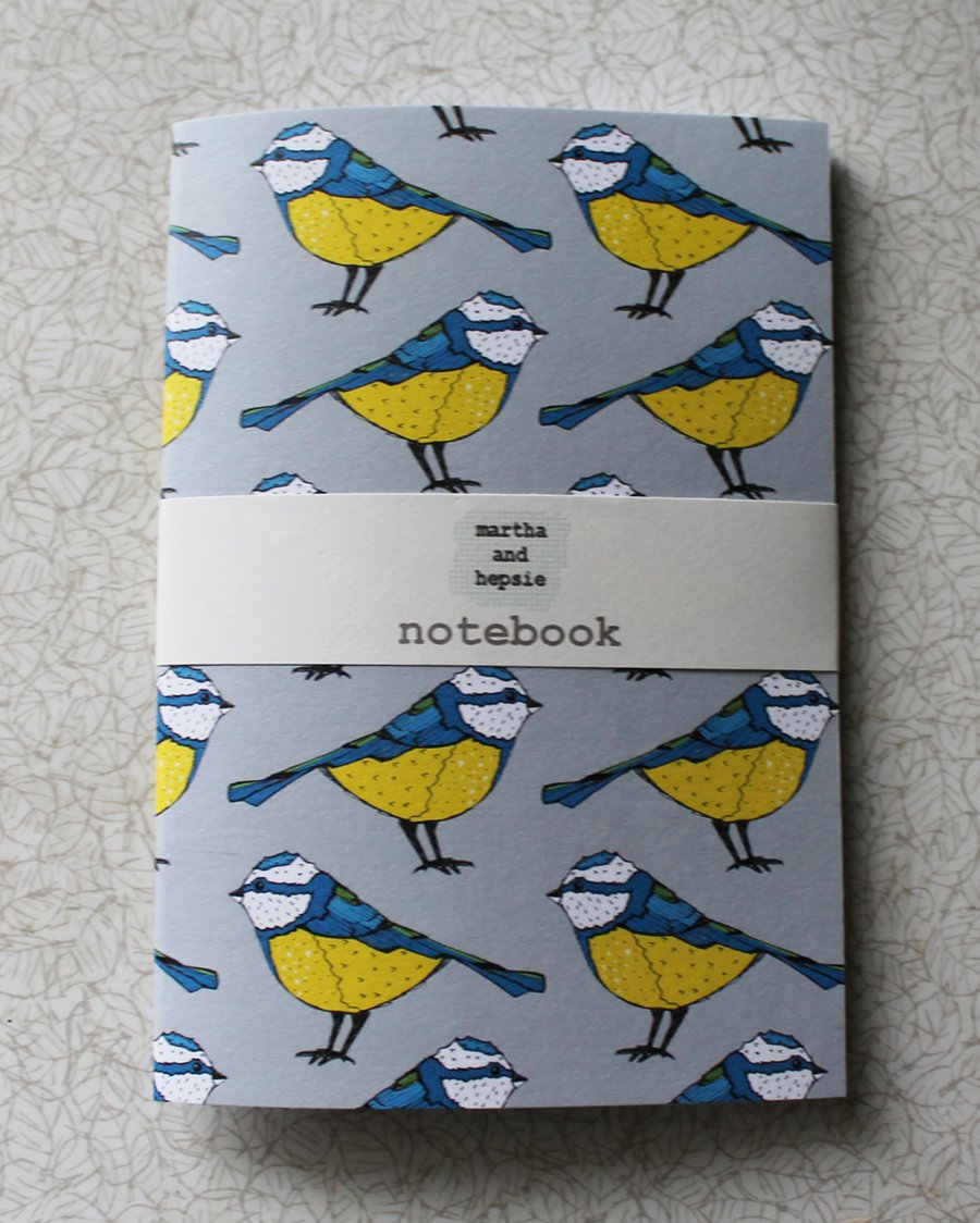 Bold Blue Tit A6 Notebook