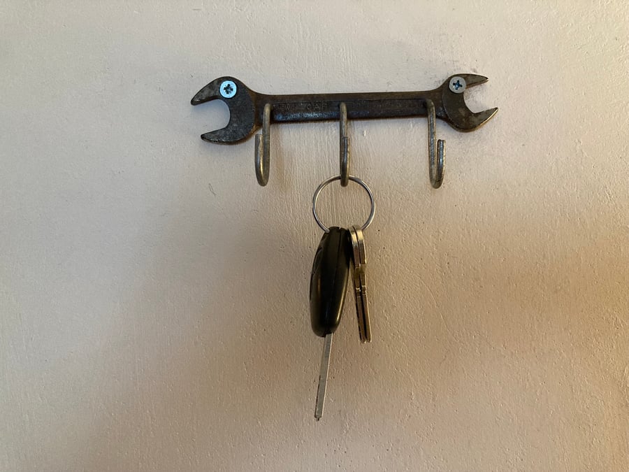 Triple Key Hook, Upcycled Vintage Car-Fit Spanner