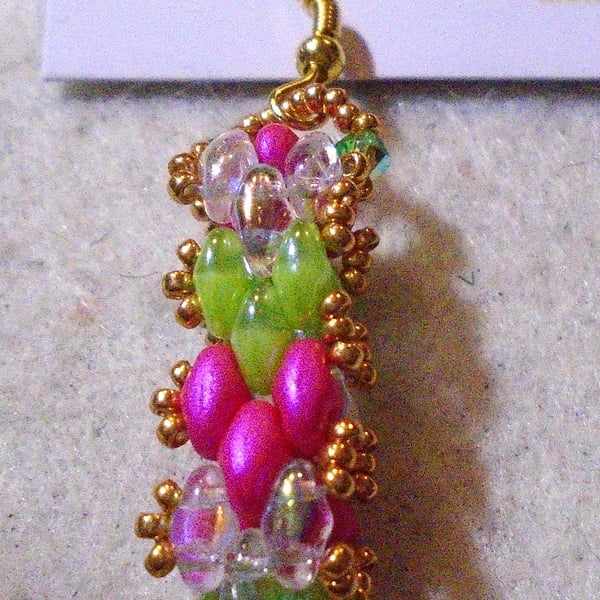 Brickwork-pattern bead earrings (customisable)