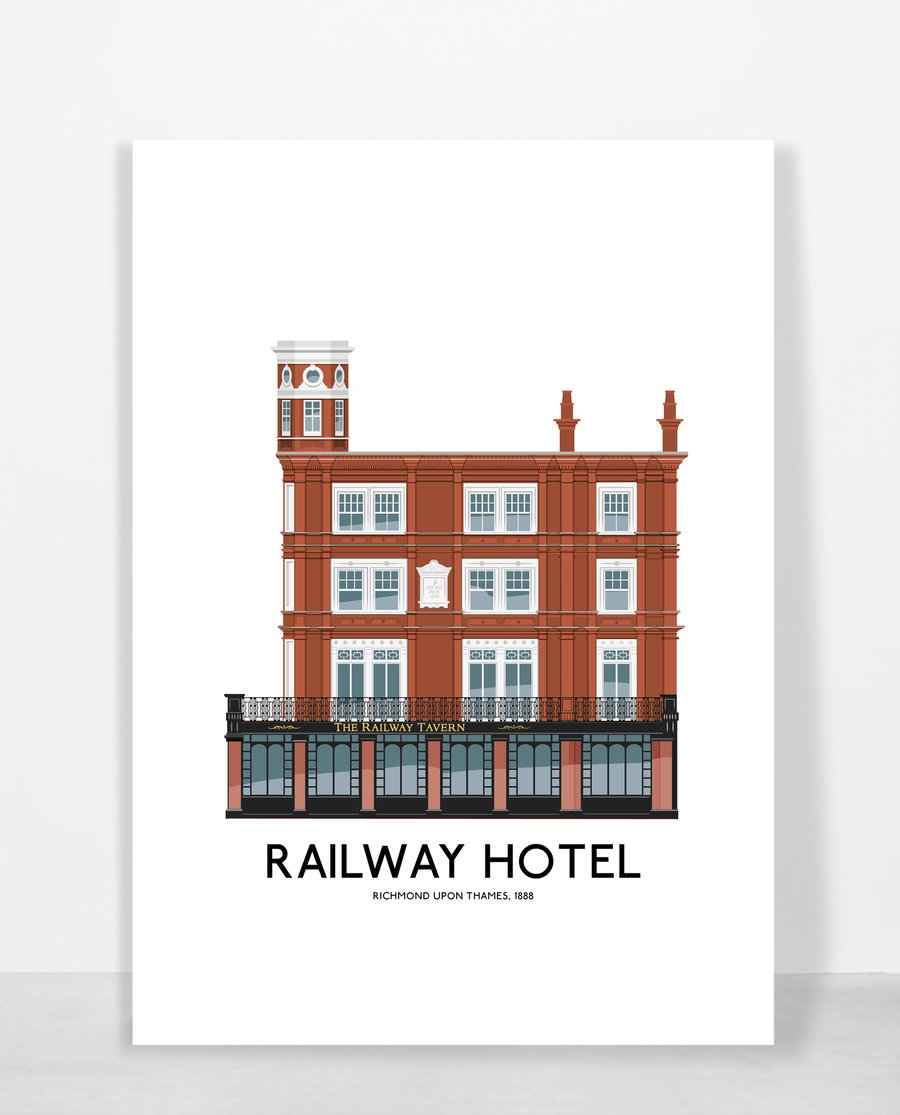 RAILWAY HOTEL, RICHMOND, A4 Print