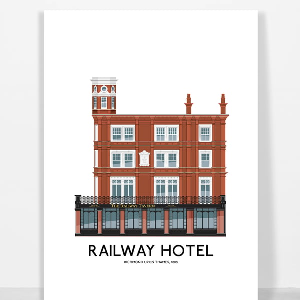 RAILWAY HOTEL, RICHMOND, A4 Print