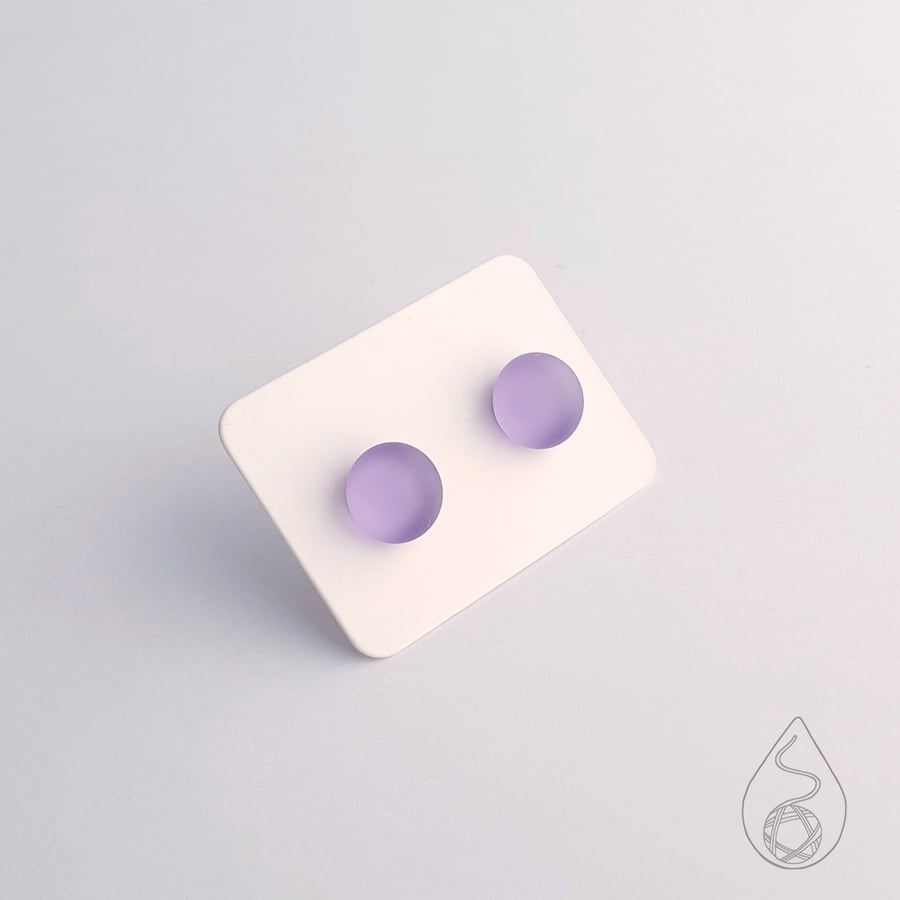 Fused Glass Stud Earrings - Frosted Lilac