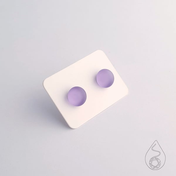 Fused Glass Stud Earrings - Frosted Lilac