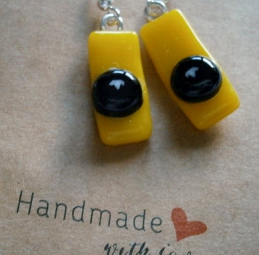 Fused glass Sheepy earrings