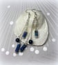 Handmade blue sandstone silver dangle earrings with bead woven elements - Image 1