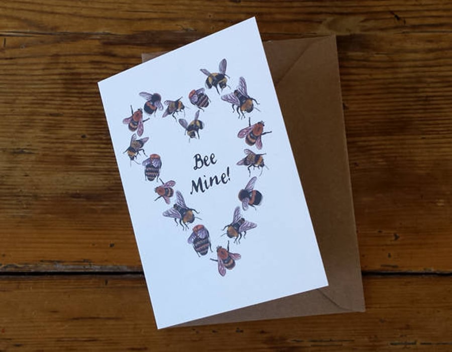 Bee Mine! Valentine's card by Alice Draws The Line; a perfect Valentine card for