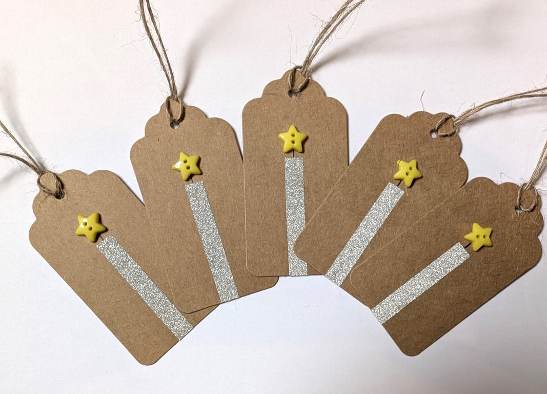 Homemade gift tags made with buttons in packs of 5 - candle