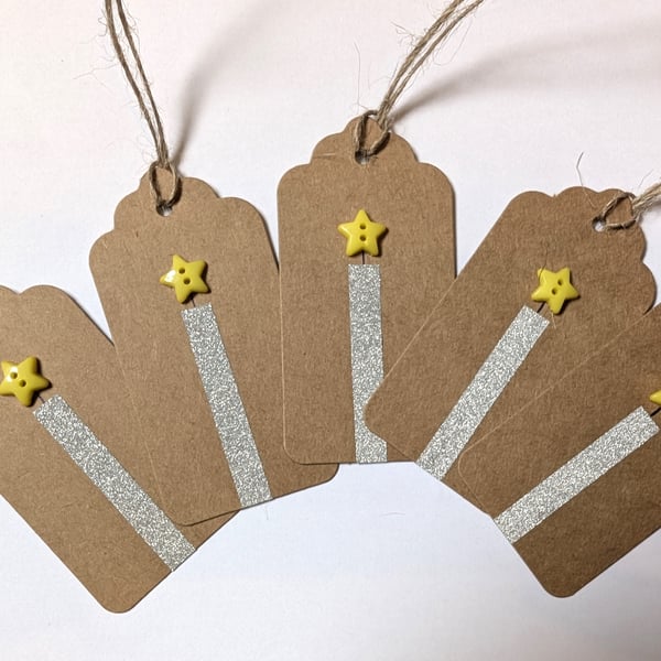 Homemade gift tags made with buttons in packs of 5 - candle