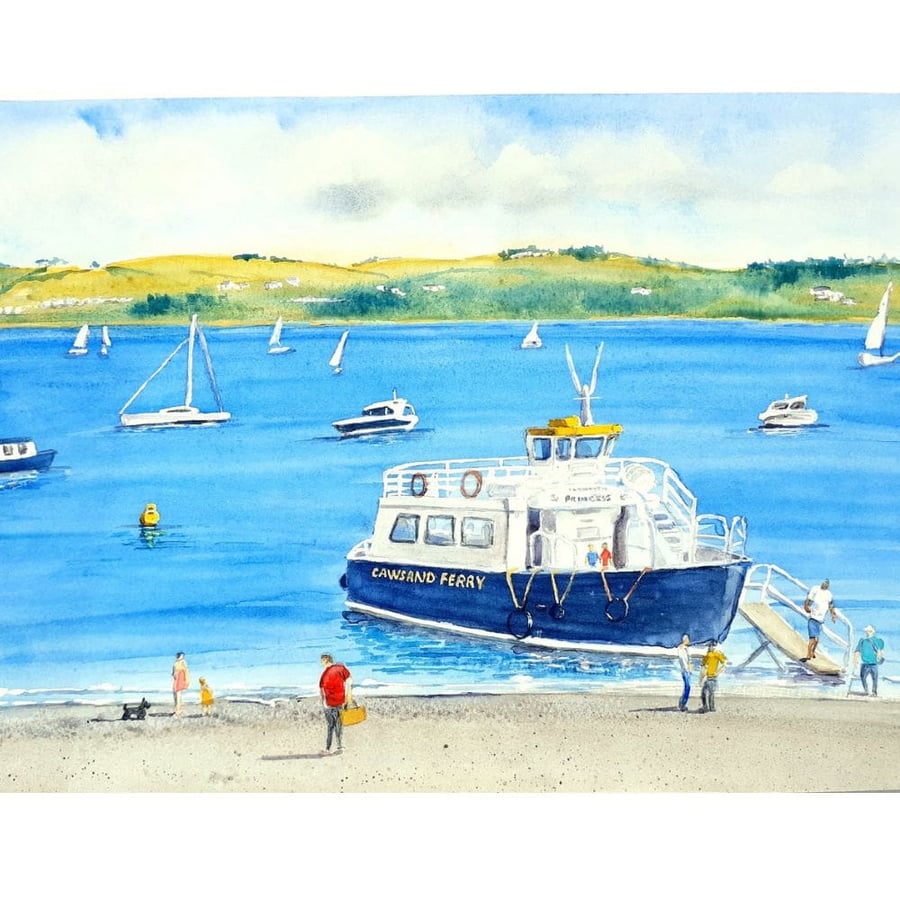 The Cawsand Ferry Cornwall Original Watercolour Painting 