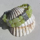 SALE - Olive Jade Gemstone Beaded Bracelet "Mellow Yellow" - SALE PRICE