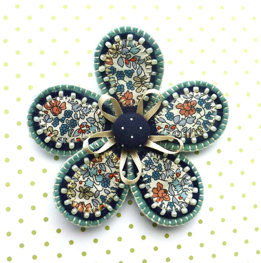 Fabric Flower Brooch