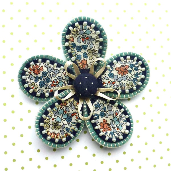 Fabric Flower Brooch