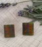 Faded Tartan look Sterling silver earrings  - Image 1