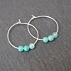 Gemstone Hoops - quartz green turquoise silver