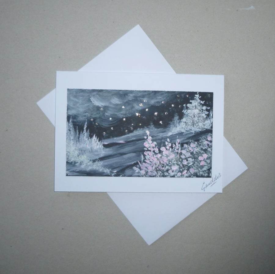 Hand painted original art landscape greetings card ( ref FA 410 T2 )