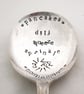 Pancake Day spoon, handstamped vintage dessertspoon