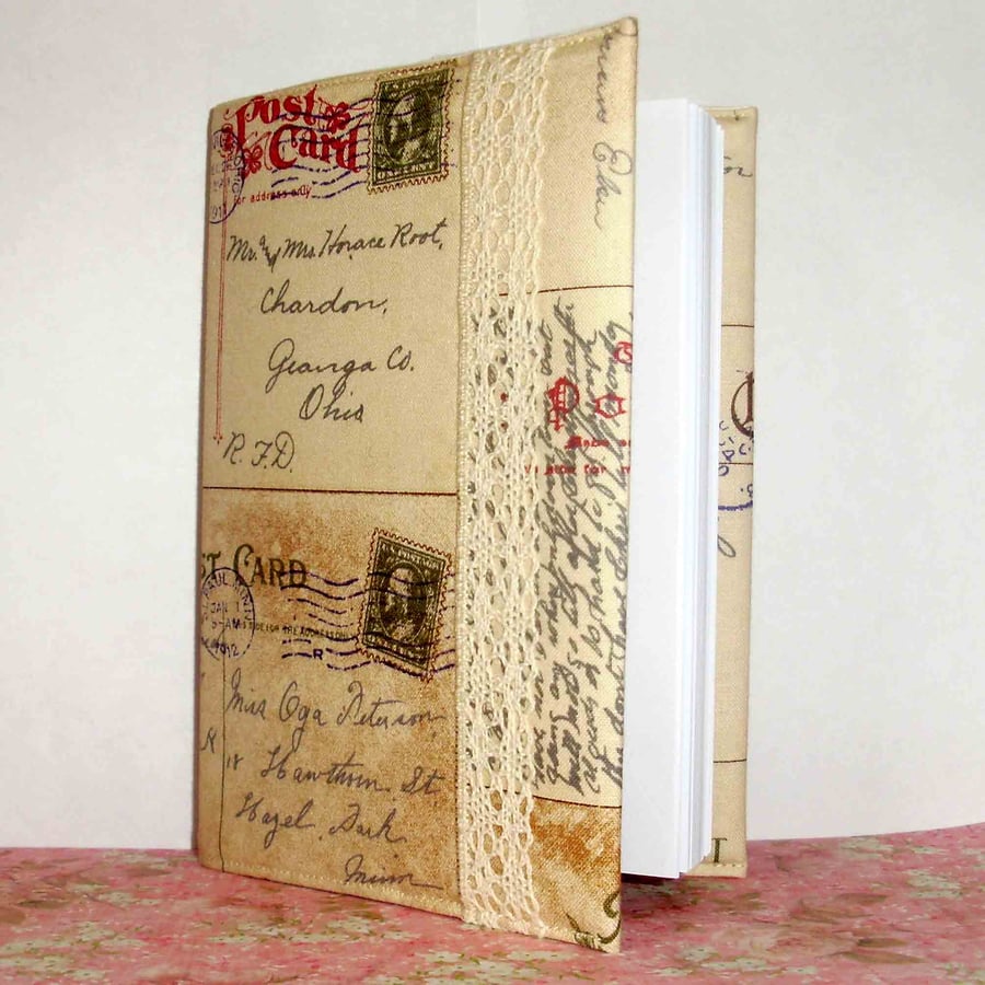 Covered notebook - Postcards and lace