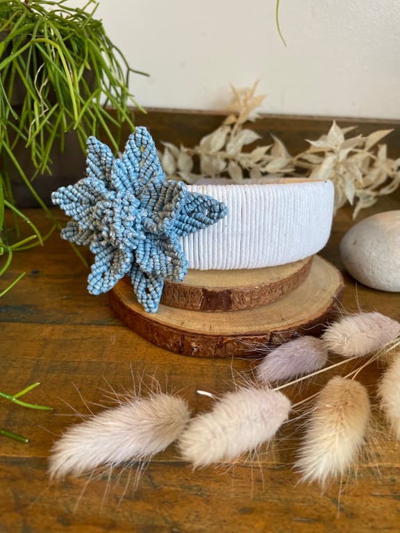 Handmade Macrame Flower Headband - Blue