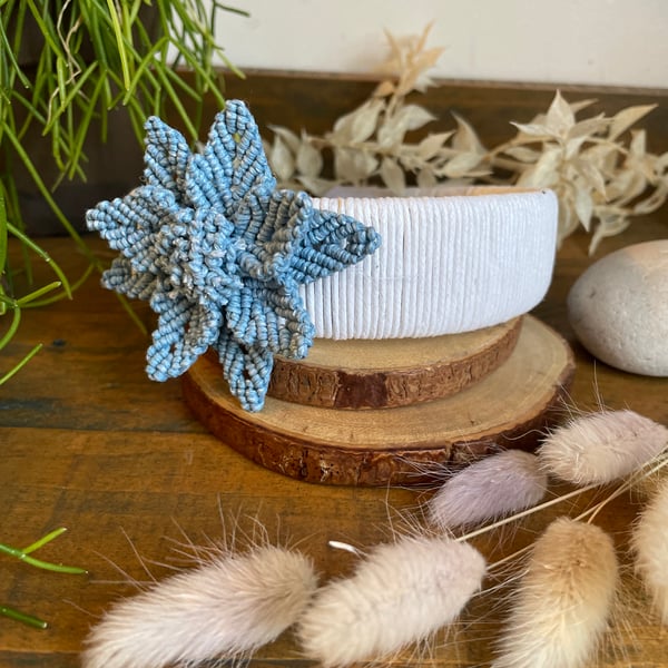 Handmade Macrame Flower Headband - Blue