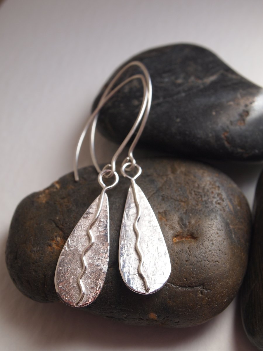 Sterling Silver Earrings - Dangly Leaf Earrings