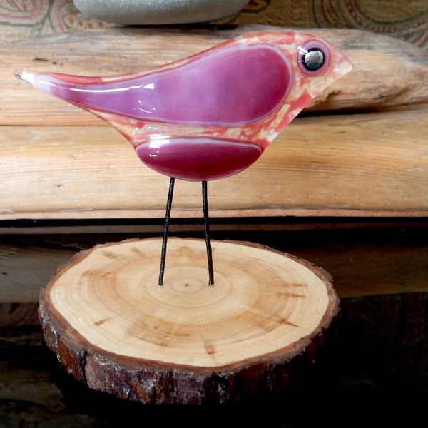 Artist made Fused Glass Little Bird.