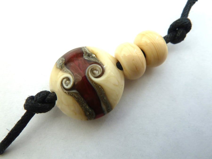 red sands focal, lampwork glass bead