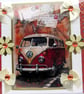 Volkswagen Camper Van Hand Crafted Decoupage Greeting Card - Blank - 3101