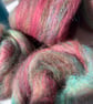 Hand woven art yarn scarf in green and purple - Image 7