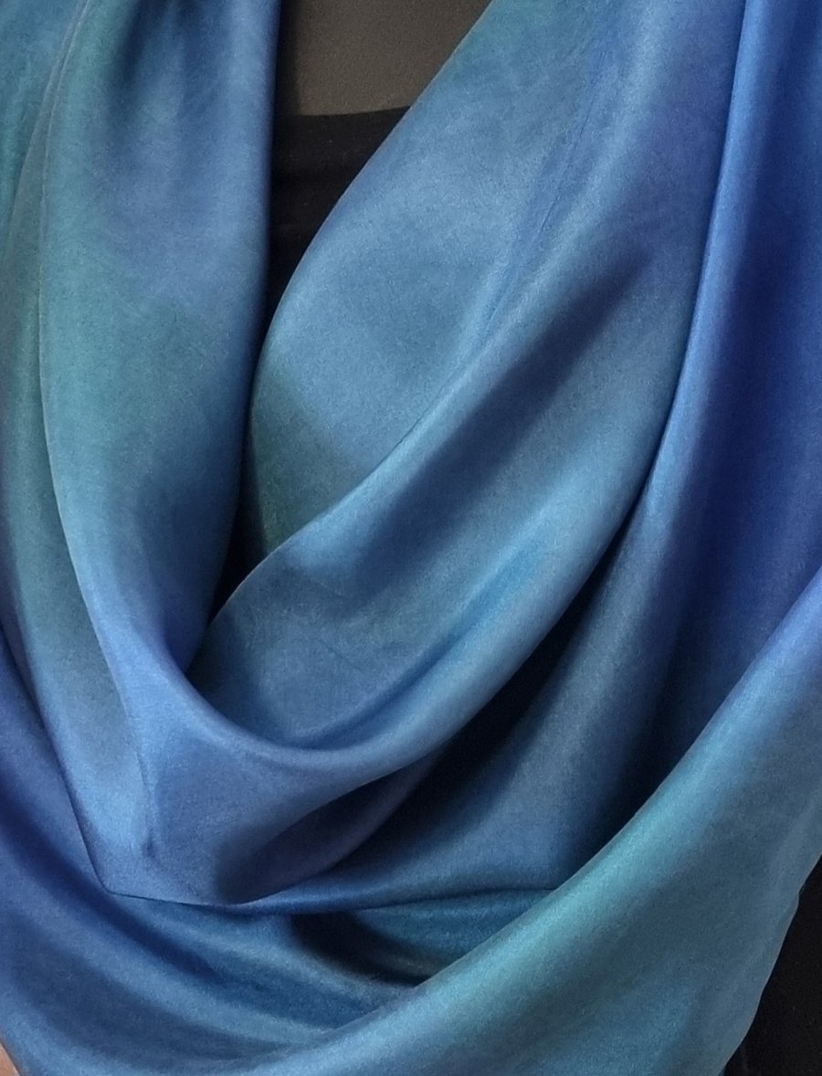 Large Square Silk Scarf in vibrant royal blue and green